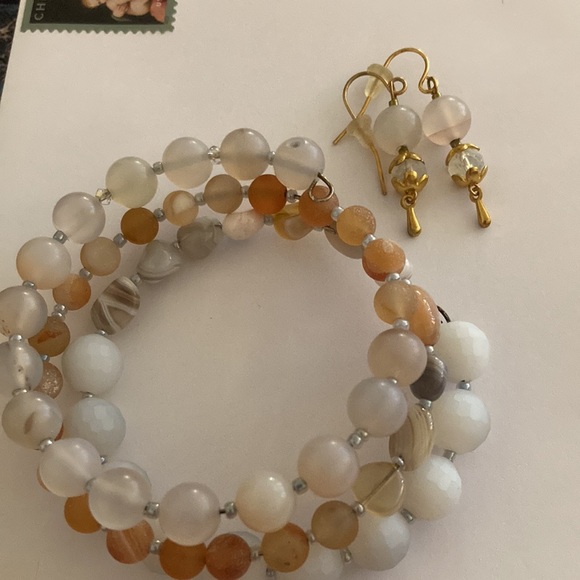 Agate bracelet& earring set - Picture 3 of 12